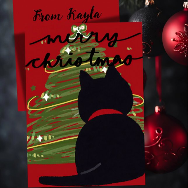 Svart katt jul  julkort (Skapare uppladdad)