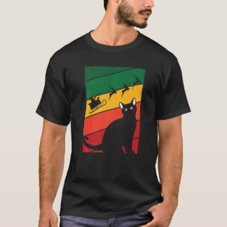 Svart katt jul pyjamas söt jultomte ren X M T Shirt