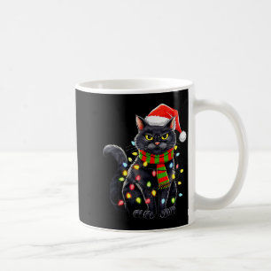 Svart Katt Jul Santa Hatt Rolig Meowy Katter Kvinn Kaffemugg