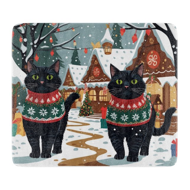 Svart katt jul snö semester (Framsidan)