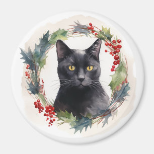 Svart Katt-julafton Magnet