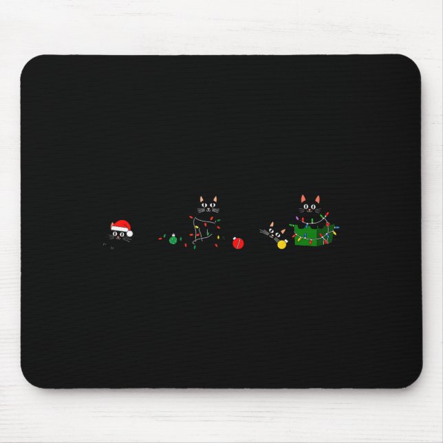 Svart Katt Julbelysning Ren Tomte Jul Musmatta (Framsidan)