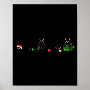 Svart katt julbelysning renjulsanta jul poster