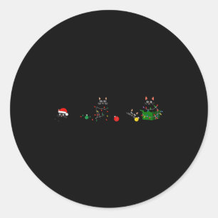 Svart katt julbelysning renjulsanta jul runt klistermärke