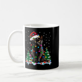 Svart Katt Julbelysning Tomte Hatt Kattälskare Kaffemugg