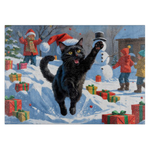Svart katt julfestlig snöscen