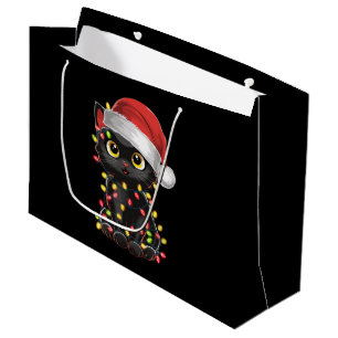 Svart katt julgransljus Roligt Santa kattunge