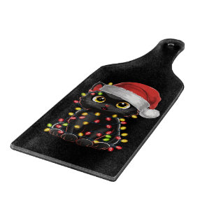 Svart katt julgransljus Roligt Santa kattunge