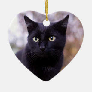 svart katt julgransprydnad keramik