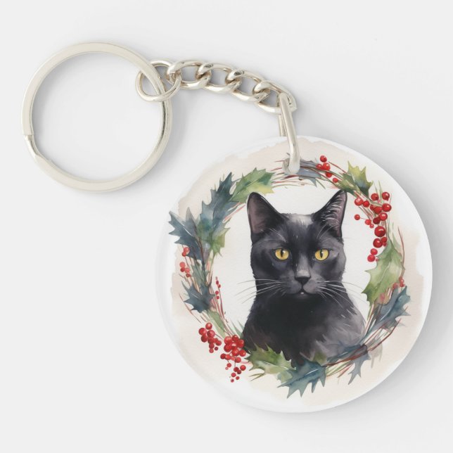 Svart Katt Julkrans Festliga Kattunge (Framsidan)