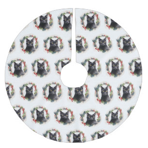 Svart Katt Julkrans Festliga Kattunge Julgransmatta Borstad Polyester