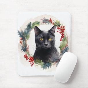 Svart Katt Julkrans Festliga Kattunge Musmatta