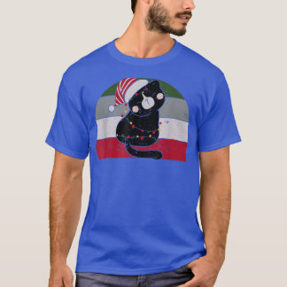 Svart katt Jultomten snärjde upp i Merry Christma T Shirt