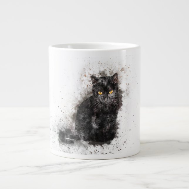 Svart katt jumbo mugg (Framsidan)