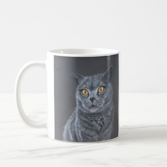 Svart katt kaffe eller te kopp (Vänster)
