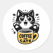 Svart Katt Kaffe Illustration