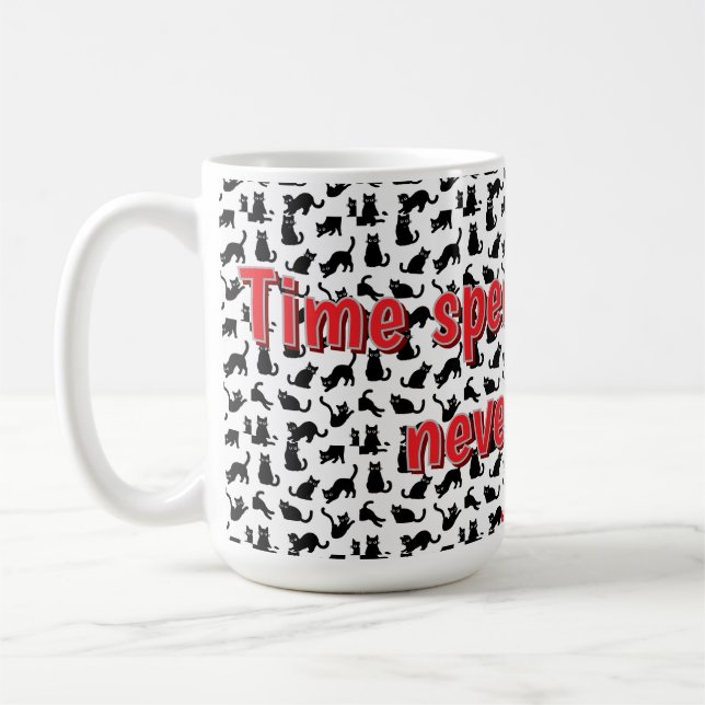 Svart Katt Kaffe Mugg (Vänster)