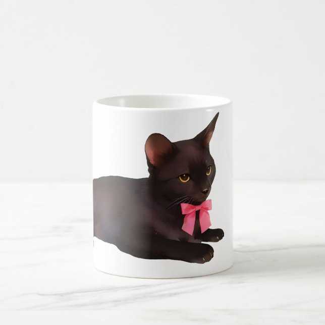 Svart Katt Kaffe Mugg, Två-Tons Keramik, Katt Älsk Kaffemugg (Center)