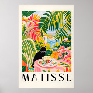 Svart Katt Kaffe Tryck Henri Matisse Stil Kök