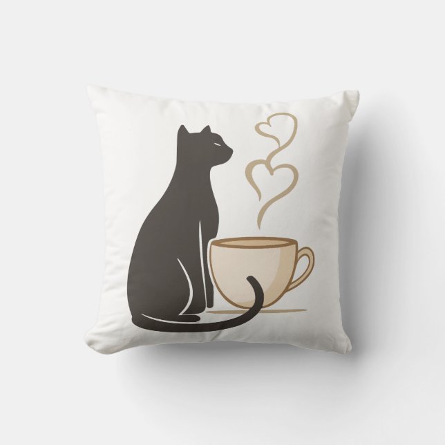 Svart Katt Kaffeklubb Kudde (Framsida)