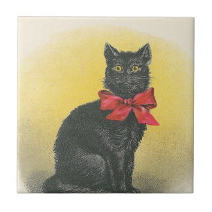 Svart katt kakelplatta