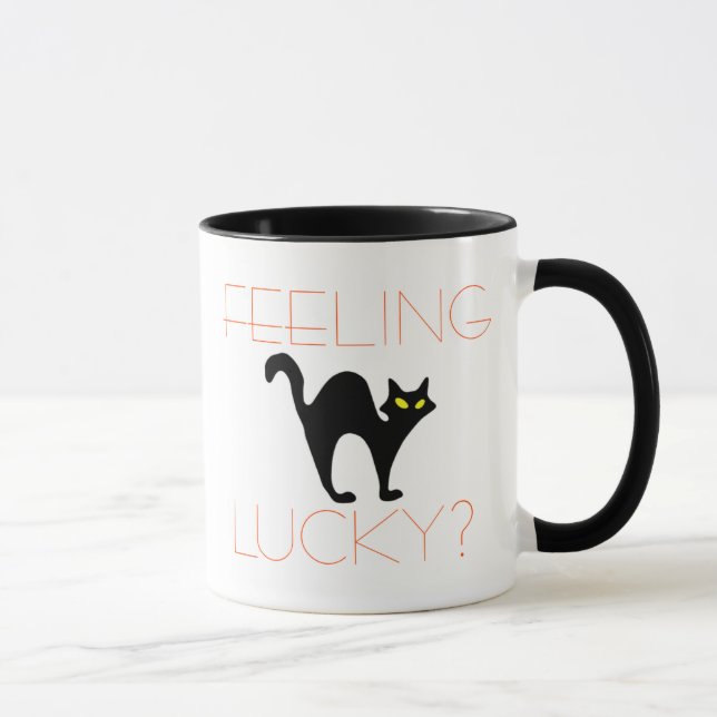 Svart katt känsliga lyckliga | roliga Halloween Mugg (Höger)