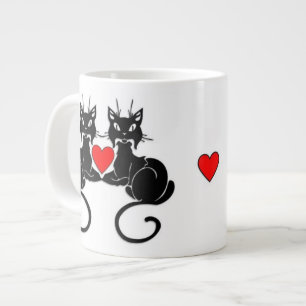 Svart katt Kärlek Jumbo Mugg