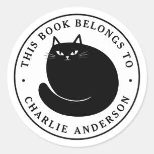 Svart katt kattunge bokmärke bibliotek bok dekal runt klistermärke