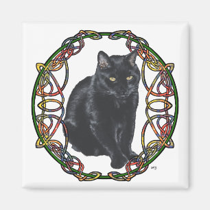 Svart Katt Keltisk Knutmönster Magnet