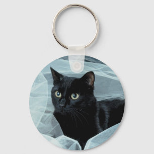 Svart katt Keychain Nyckelring