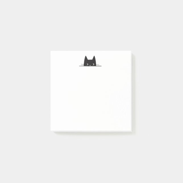 Svart katt kikande - 3 x 3 Post It lapp Post-it Block (Framsida)