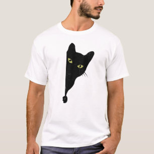 Svart katt kikande t shirt