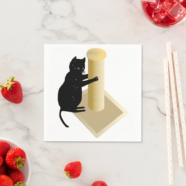 Svart katt klätterställning siluett pappersservett (Skapare uppladdad)