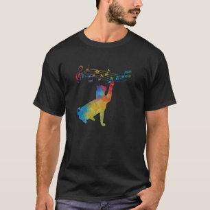 Svart katt klättra spelar notblad idé t shirt