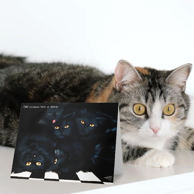 Svart Katt Knuff Hög Kattdjur Söt Kort (Skapare uppladdad)