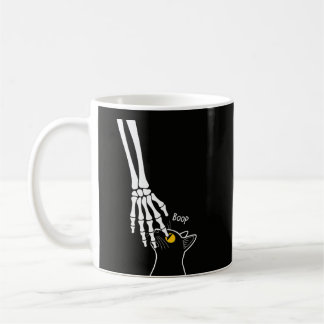 Svart Katt Knuff – Skelett Hand Gotisk Konst Kaffemugg