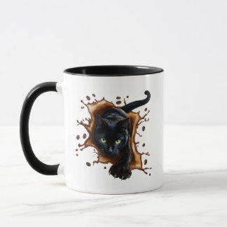 Svart Katt Koffe Splash Mugg