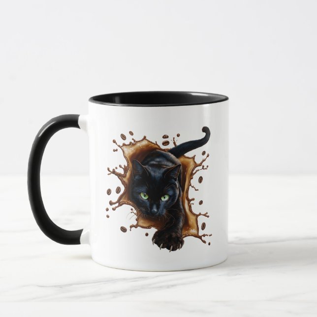 Svart Katt Koffe Splash Mugg (Vänster)