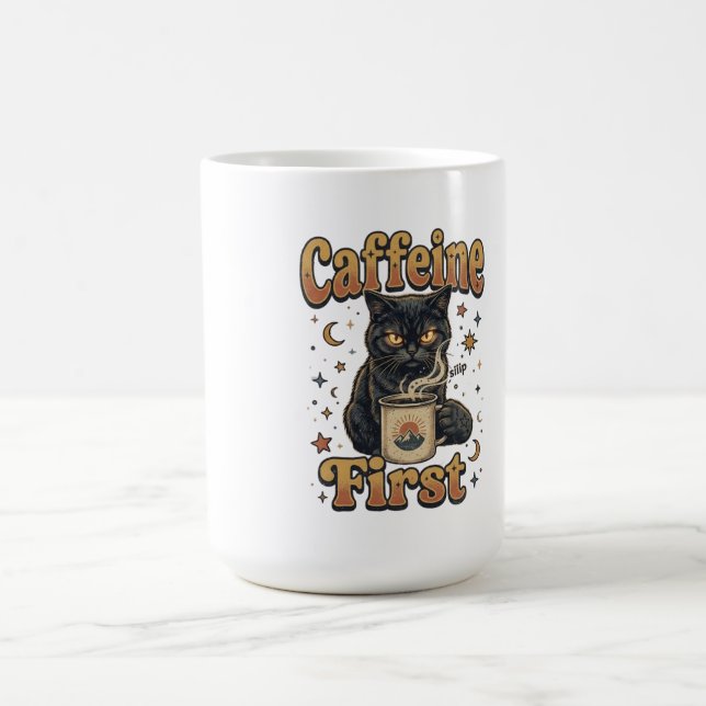 Svart Katt Koffmorgon Design Kaffemugg (Center)
