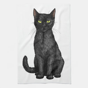 Svart katt kökshandduk