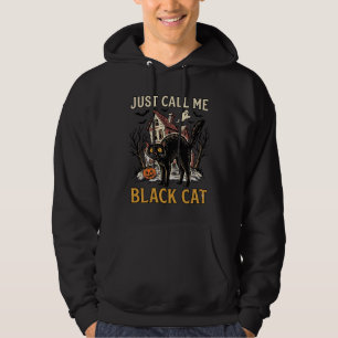 Svart katt kostym spökhus rolig Halloween tröja Hoodie