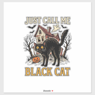 Svart katt kostym spökhus rolig Halloween tröja Klistermärken