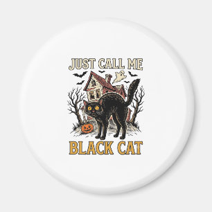 Svart katt kostym spökhus rolig Halloween tröja Magnet