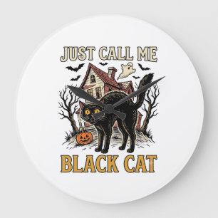 Svart katt kostym spökhus rolig Halloween tröja Stor Klocka