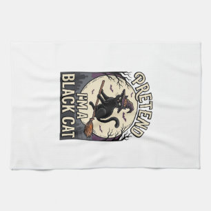 Svart katt kostym Vintage Halloween Häxa Katt Tröj Kökshandduk