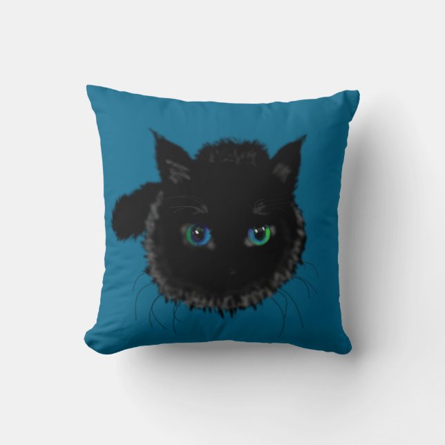 Svart Katt Kudde (Framsida)