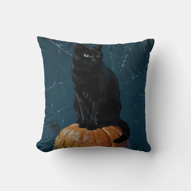 Svart Katt Kudde (Framsida)