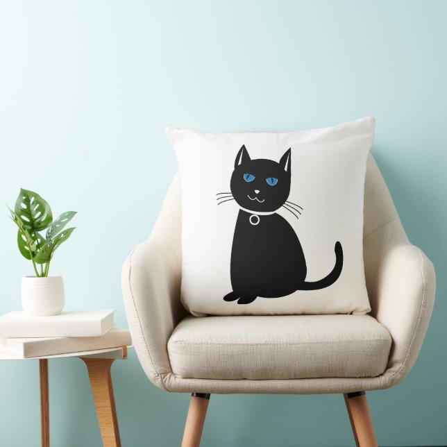Svart katt kudde (Stol)