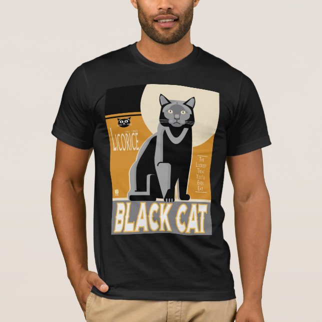 Svart katt lakrits Vintage affischdesign T Shirt (Framsida)