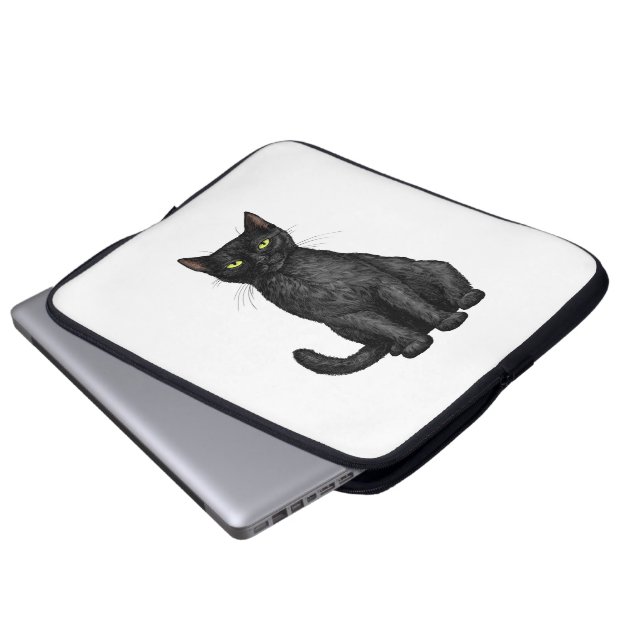 Svart katt laptop fodral (Framre botten)